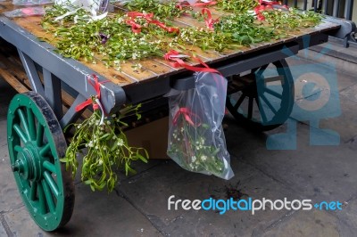 Mistletoe For Sale At Covent Garden Stock Photo