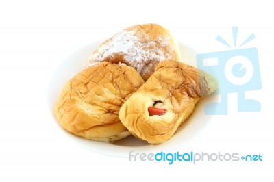 Mix Bread Dish On White Background Stock Photo