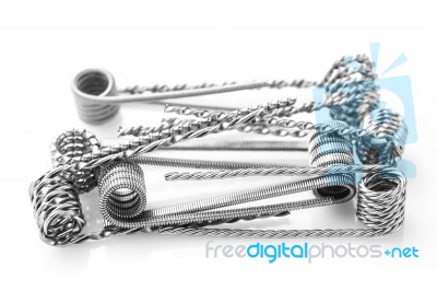 Mix Coils For Vaping On A White Background Stock Photo