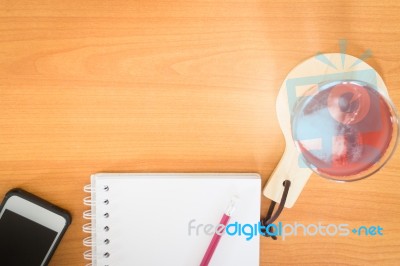 Mix Fruit Juice On Working Table Stock Photo