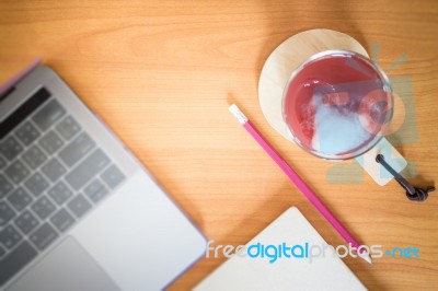 Mix Fruit Juice On Working Table Stock Photo