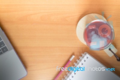 Mix Fruit Juice On Working Table Stock Photo