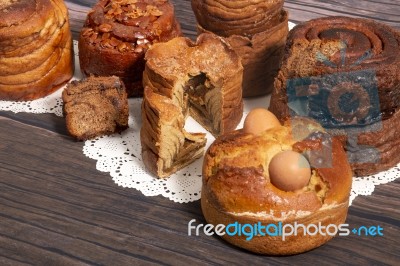 Mix Of Portuguese Folar Cakes Stock Photo