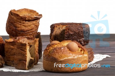 Mix Of Portuguese Folar Cakes Stock Photo