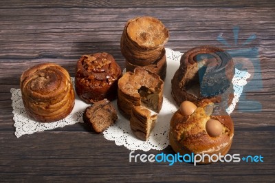 Mix Of Portuguese Folar Cakes Stock Photo