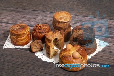 Mix Of Portuguese Folar Cakes Stock Photo