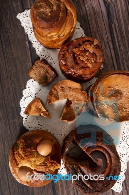 Mix Of Portuguese Folar Cakes Stock Photo