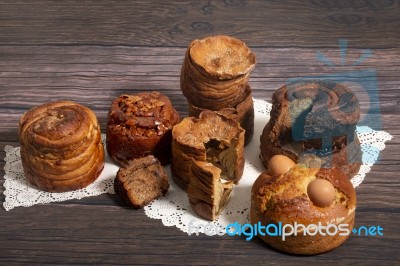 Mix Of Portuguese Folar Cakes Stock Photo