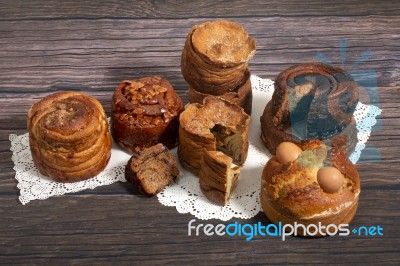 Mix Of Portuguese Folar Cakes Stock Photo