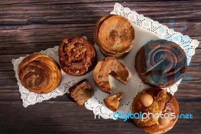 Mix Of Portuguese Folar Cakes Stock Photo