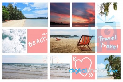 Mix Picture Sea And Beach In Frame Stock Photo