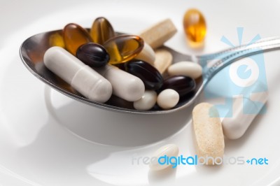 Mix Supplement Antioxidant Still Life Stock Photo