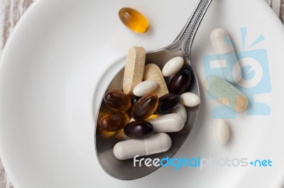 Mix Supplement Antioxidant Still Life Stock Photo