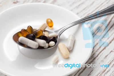 Mix Supplement Antioxidant Still Life Stock Photo