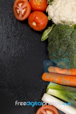 Mix Vegetables On Schist Stock Photo