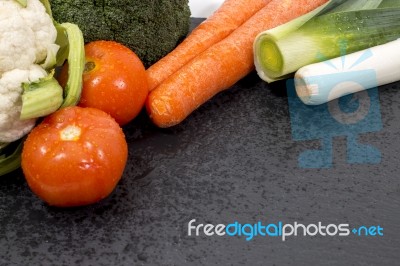 Mix Vegetables On Schist Stock Photo