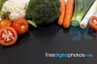 Mix Vegetables On Schist Stock Photo