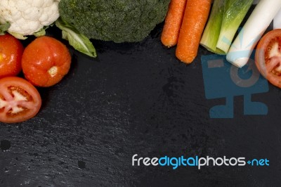 Mix Vegetables On Schist Stock Photo