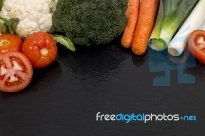 Mix Vegetables On Schist Stock Photo