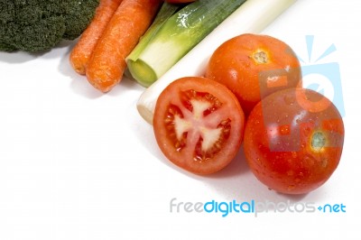 Mix Vegetables On White Background Stock Photo