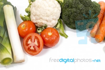 Mix Vegetables On White Background Stock Photo