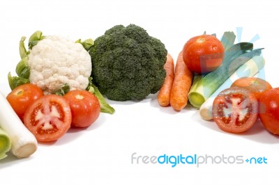 Mix Vegetables On White Background Stock Photo