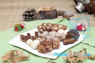 Mixed Home Made Sweets For Christmas Stock Photo