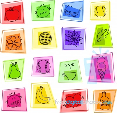 Mixed Icon Set Stock Image