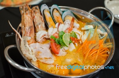 Mixed Seafood Tom Yum Stock Photo