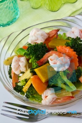 Mixed Vegetable And Shrimp Stock Photo