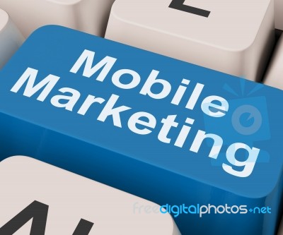 Mobile Marketing Key Shows Online Sales And Promotion Stock Image