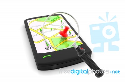 Mobile Phone Gps Stock Image