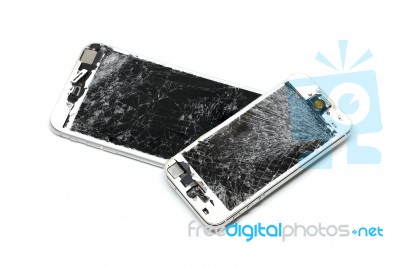 Mobile Phone Screen Is Cracked Stock Photo