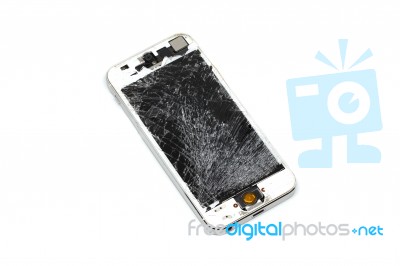 Mobile Phone Screen Is Cracked Stock Photo