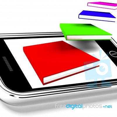 Mobile Phone With Flying Books Stock Image