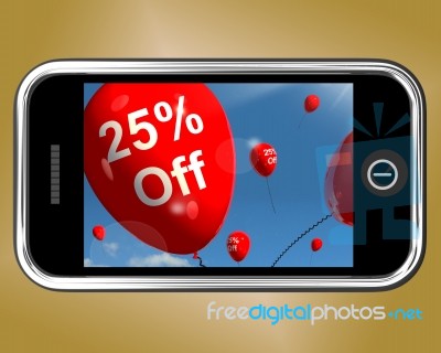 Mobile With 25 Percent Discount Stock Image