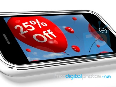 Mobile With 25 Percent Discount Stock Image