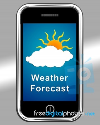 Mobile with weather forecast Stock Image