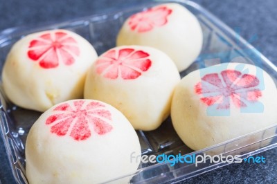 Mochi With Red Salted Eggs Stock Photo