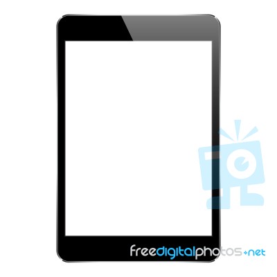 Mock Up Black Tablet Isolated On White Stock Image