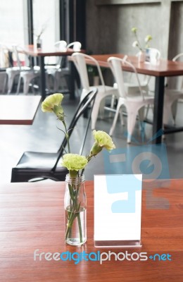 Mock Up Frame On Table In Bar Restaurant Cafe Stock Photo