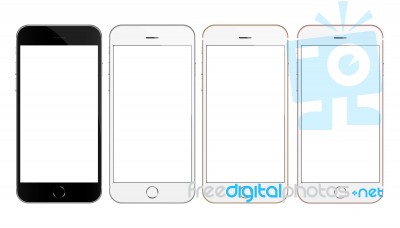 Mock Up Iphone 6 Color Collection Set Isolated On White Stock Image