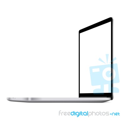 Mock Up Personal Laptop Computer Perspective View On White Background Stock Image