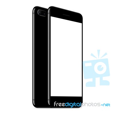 Mock Up Phone Front And Back Perspective View On White Background Stock Image