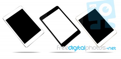 Mock Up Tablet 3 Color Set Isolated On White  Design Stock Image