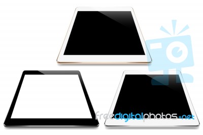 Mock Up Tablet Collection Set Isolated On White Background Stock Image