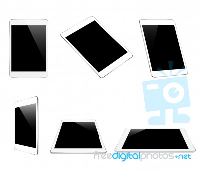 Mock Up White Tablet Isolated On White Stock Image