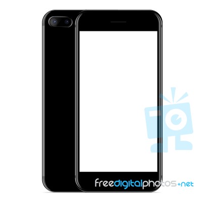 Mockup Phone Front And Side View Black Color On White Background… Stock Image