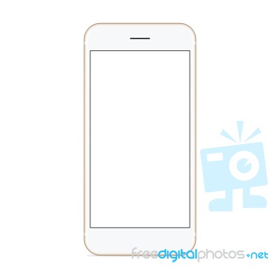  Mockup Phone Front View On White Background, New Phone Design Gold Color Stock Image