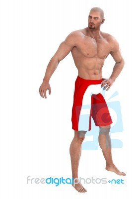 Model In His Swimsuit Stock Image